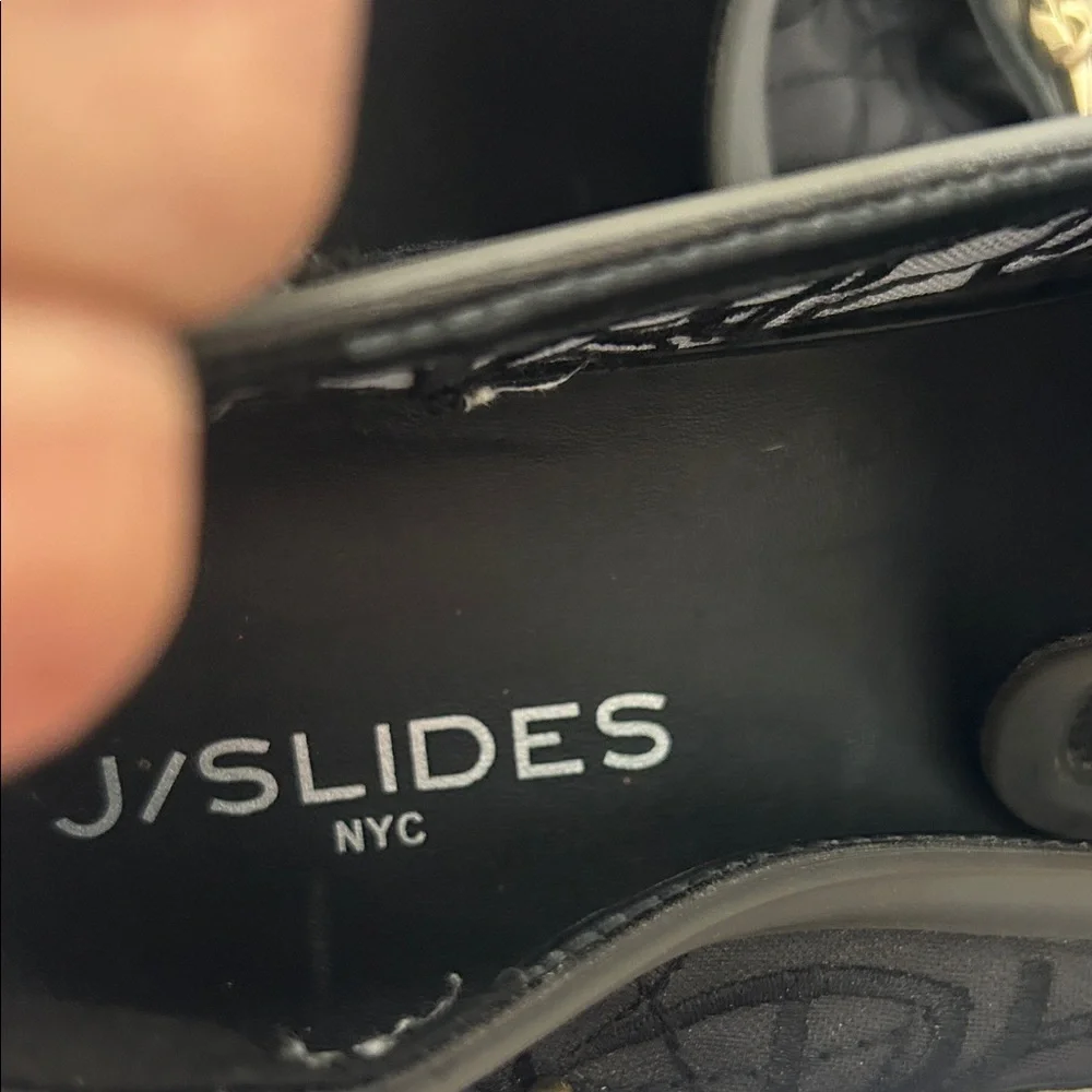 J Slides Black Lace Platform Slip on Sneakers Sz 8 1/2 - Picture 12 of 15